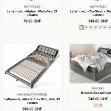 15% auf Schlafzimmermöbel und Heimtextilien bei Ideas for Home, z.B. Breckle Boxspringbett für CHF 636.65 statt CHF 749.-
