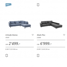 20% auf Sessel und Sofas bei Toptip, z.B. Ecksofa Hanna für CHF 1999.- statt CHF 2499.-