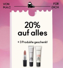 20% Rabatt ab CHF 120.- Bestellwert auf alles bei MAC Cosmetics +3 Produkte geschenkt