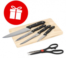 Nur heute - gratis Messerset, mit Schere und Brett, 6-tlg. Schneideset (inkl. Versandkosten von CHF 8.95)