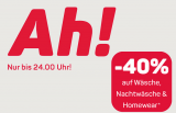 Ackermann Gutschein für 40% Rabatt auf Wäsche, Nachtwäsche, Homewear bis Mitternacht