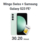 Wingo Swiss (Swisscom-Netz, CH Alles unlim.) + Samsung Galaxy S23 FE (CHF 199.95 einmalig) für CHF 30.20 / Mt.