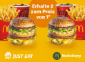 Super Angebot auf JUST EAT – Zwei Menü Medium Big Mac zum Preis von einem