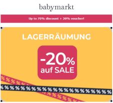 20% Rabattgutschein auf reduzierte Artikel bei babymarkt