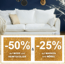 50% auf Mode und Heimtextilien und 25% auf Marken und Möbel bei La Redoute, z.B. Bettbezug „Doux Hiver“ für CHF 22.50 statt CHF 44.90