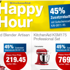 45% auf ausgewählte Artikel von KitchenAid bei nettoshop, z.B. KitchenAid KSM175 Küchenmaschine Professional Set für CHF 769.- statt CHF 1398.-