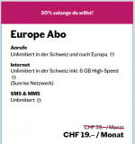 Lebara Europe -> Unlimitierte Anrufe to CH und Europe, unlimitierte weltweit SMS, 6GB 4G internet - 19 /Monat fur IMMER