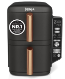 Ninja Double Stack XL Hot Air Fryer, 2 Vertical Drawers, 4 Cooking Levels, Black/Copper SL400EUCP
