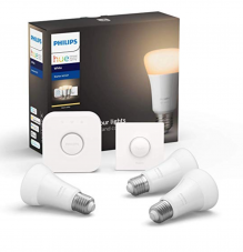 Hue White E27 3er Starter Set 3x806lm Bluetooth, 1x SmartButton bei Amazon.de