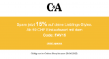 15% Extrarabatt bei C&A ab einem Einkaufswert von 59 Franken, auch auf Sale Artikel! z.B. T-Shirts ab CHF 4.95