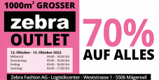 Zebra Lagerverkauf in Mägenwil bis am 15. Oktober mit 70% auf alles!