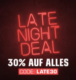 Late Night Deal bei Snipes: 30% Rabatt auf viele Artikel ab CHF 50.- MBW (nur bis 10 Uhr), auch auf ON Running!