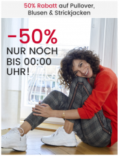 50% Rabatt auf Pullover, Blusen und Strickjacken bei Ackermann (Nur bis Mitternacht!)