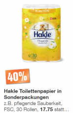 Aus aktuellem Anlass: 40% auf Hakle Toilettenpapier in Sonderpackungen
