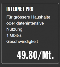 M-Budget Internet Pro (1 Gbit/s , Swisscom Netz)