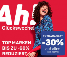 Ackermann Glückswoche: 30% Extrarabatt auf alles (exkl. Technik) auch auf reduzierte Ware!