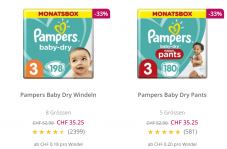 Pampers Baby Dry Windeln (198 Stk) für 18 Rappen pro Windel