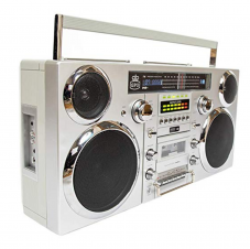 GPO Brooklyn 80er Jahre Style tragbare Boombox mit Kabelloser Bluetooth Lautsprecher, CD/Kassette Player, USB, UKW- und DAB+ Radio bei Amazon.de
