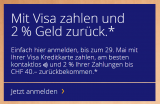 Mit Visa zahlen und 2 % Geld zurück