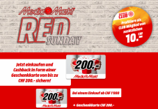 Red Sunday bei MediaMarkt: Bei jedem Einkauf Geschenkkarte bis zu CHF 200.- erhalten