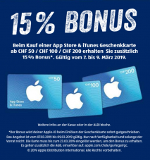 15% Bonus beim Kauf einer App Store & iTunes Geschenkkarte