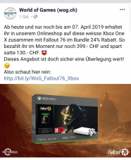 Xbox One X mit Fallout für CHF 399.-