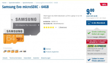 Samsung Evo microSDXC – 64GB für 9Fr bei Steg Pc