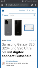 Samsung Galaxy S20, S20+ und S20 Ultra 5G mit digitec connect Gutschein