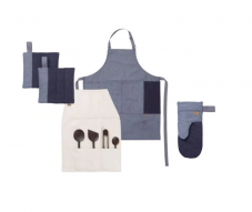 5-teiliges Küchentextil-Set in skandinavischen Design und feinem Denim-Stoff bei galaxus mit 67 % Rabatt