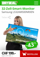 32-Zoll-Smart-Monitor FullHD, Samsung LS32AM500NRXEN