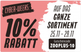 10% Rabatt auf das gesamte Sortiment bei Zooplus.ch