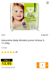 3 für 2 Packungen Windeln bei coop (Naturaline, Pampers, Qualité & Prix)