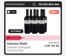 Zweigelt Unplugged Rotwein 6×75 für CHF 110.90 statt 149.- in der Twint App