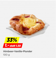 Denner Himbeer-Vanille-Plunder CHF 1.- statt 1.50