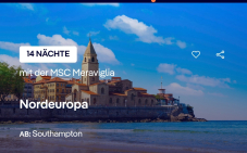 14 Nächte Kreuzfahrt mit der MSC Meraviglia ab Southampton