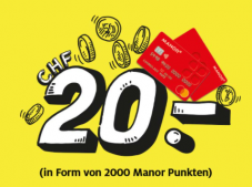 Manor: 2000 Treuepunkte ab einem Einkauf von 100 Franken geschenkt (exkl. Multimedia, Elektro, Marketplace, Wein & Food)