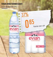 TopCC: Evian ohne Kohlensäure 1,5L 65 Rappen pro Flasche