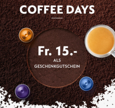 Nespresso: 15.- Gutschein beim Kauf von 250 Kaffees oder 25.- beim Kauf von 350 Kaffees