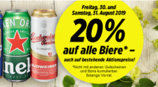 Nur heute: 20% auf alle Biere (auch Aktionspreise) bei Denner