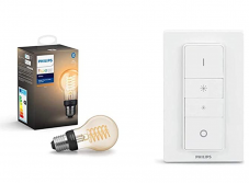 Philips Hue White Filament Leuchtmittel E27 Form „Lampe“ mit Bluetooth und Hue Dimmschalter