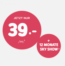UPC 600Mbit/s Internet + 12 Monate Sky Show für 39.-/Monat (Nur Neukunden, Preis für 12 Monate)