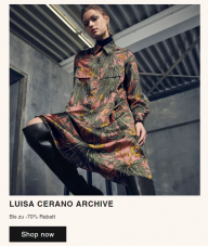 ARCHIVIST: Bis -70% Rabatt und 5% Extra-Rabattcode im Online Outlet Luisa Cerano und andere Designer-Marken