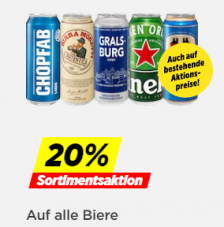 20% Rabatt auf alle Biere bei Denner - inkl. bereits reduzierte