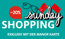 Manor Sunday Shopping – 20% Rabatt auf ausgewählte Kategorien mit der Manor Karte, nur heute