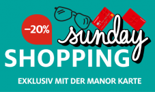 Manor Sunday Shopping - 20% Rabatt auf ausgewählte Kategorien mit der Manor Karte, nur heute