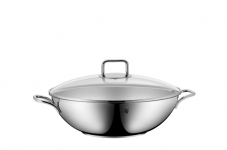 WMF Wokpfanne mit Glasdeckel aus Cromargan Edelstahl bei Manor