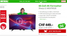 Sharp LC-60UI7652E 60-Zoll-4K-Fernseher als Deal der Woche bei Daydeal für CHF 449.-