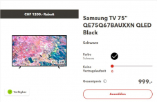 Sunrise: Samsung 75″ QLED QE75Q60BAUXXN für CHF 999.- inkl. Versand / nur für Sunrise Kunden?