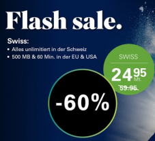 60% Rabatt auf Salt Swiss - CHF 24.95/ Mt.