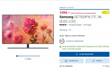 75 Zoll Samsung QLED 4K TV Q9FN bei digitec